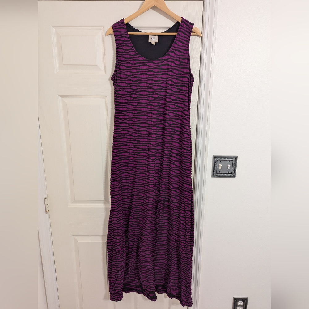 eci black and purple maxi dress boho hippie size XL